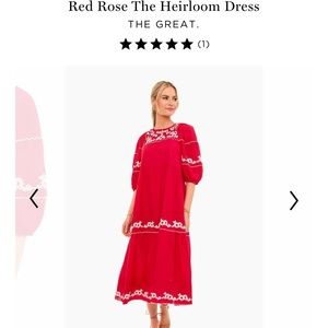 THE GREAT. Red Rose Heirloom Midi Dress